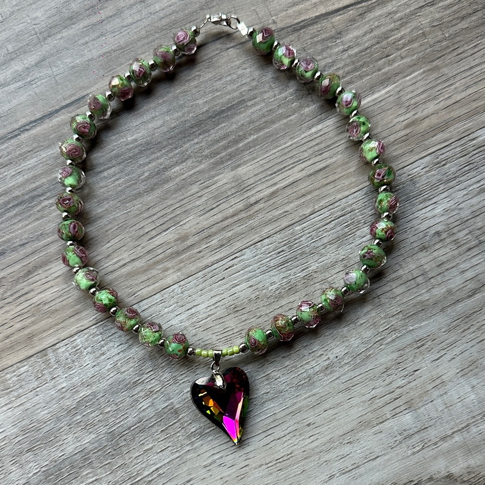 Heart Pendant Beaded Necklace